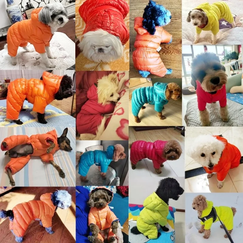 Warm Winter Pet Dog Clothes for Small Medium Cat Dog Coat Windproof Dog Down Jacket Pet Puppy Light-Weight Four Legs Hoodie Coat