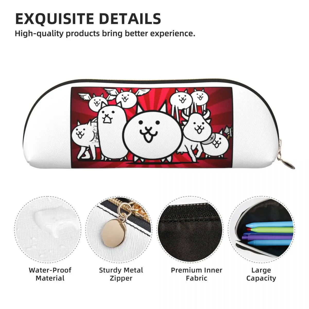 مقلمة Nyanko Great War Battle Cats مقلمة وحقيبة تخزين وأدوات مكتبية وحقيبة أقلام رصاص ذات سعة كبيرة للأطفال