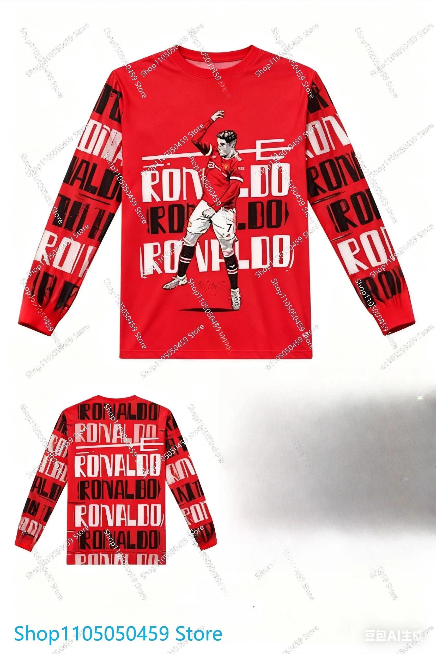 New Hot Selling RONALDO Celebration Commemorative Edition Soccer Jersey  Sports Special Daily long-sleeved 3D printed T-shirt AI