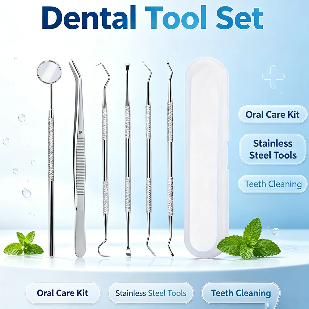 Anti-slip Stainless Steel Dental Curved Hook Probe Teeth Cleaning Tool Remove Plaque Tartar For Daily Oral Health Care