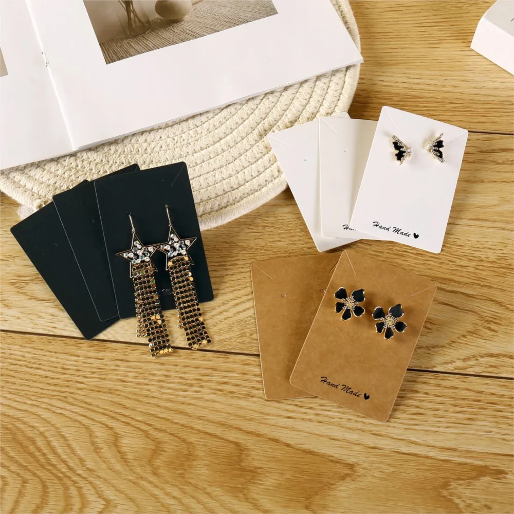 50pcs 6x9cm Earrings Display Card Paper Tags for DIY Ear Studs Necklace Jewelry Small Businesses Packaging Supplies Cardboard