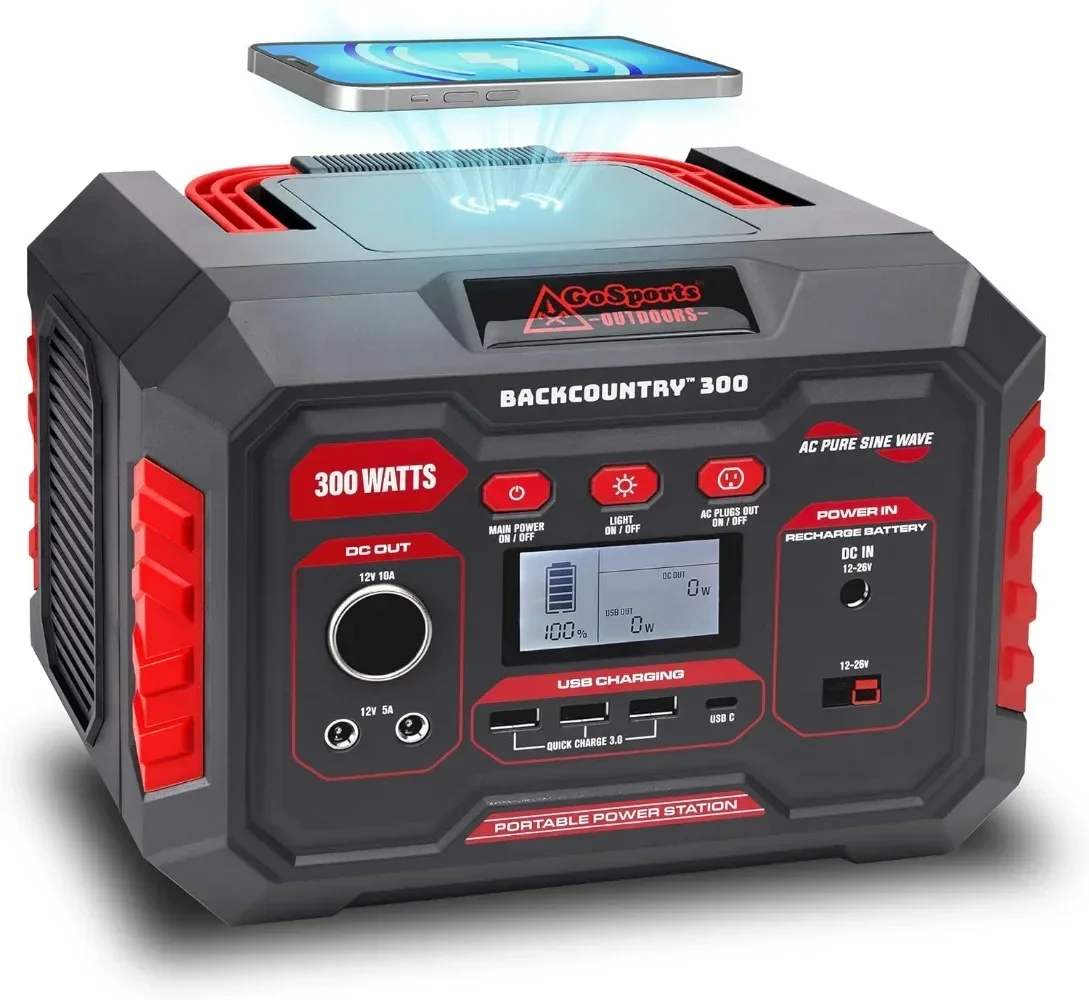 Backcountry Portable Power Stations,300W,500W,1000W - Solar Generator Lithium Backup Battery with Power Outlet,Wireless Charging