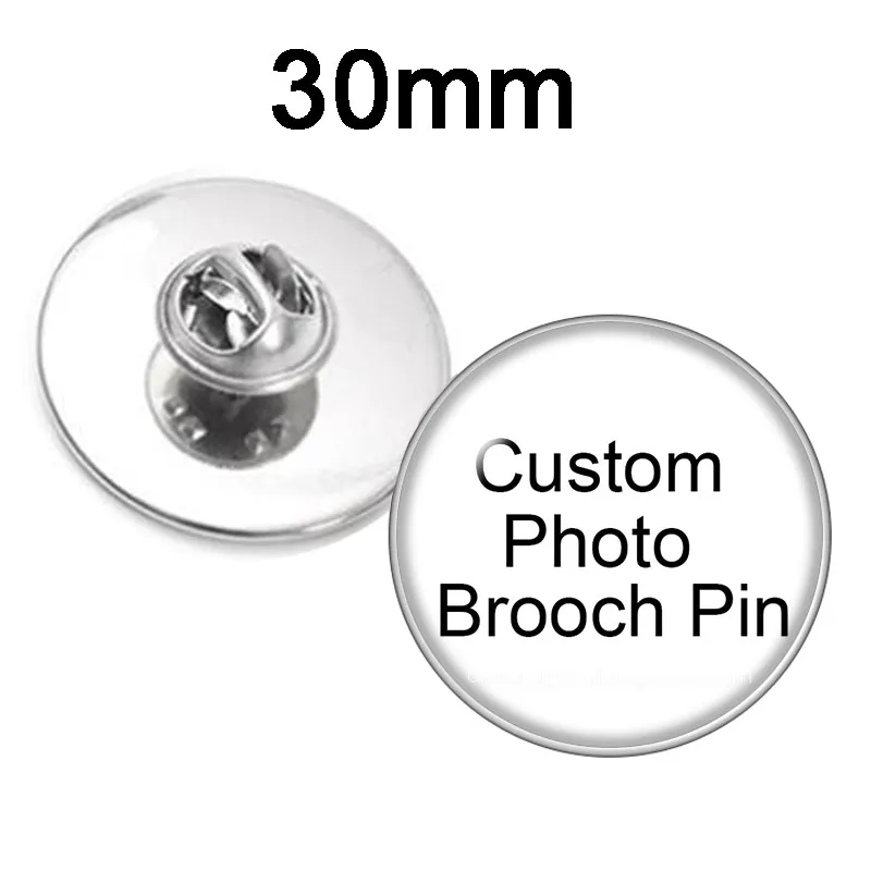 Personalize Custom Brooch Photo Logo Patterns Silver plated/Bronze Gift For Family Anniversary Collar 20mm/25mm/30mm Pins