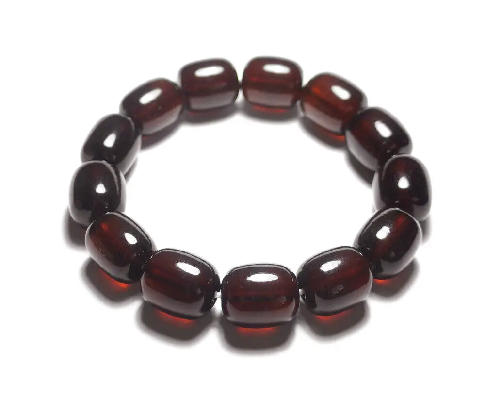 Baltic Poland Blood Red Natural Pressed Amber Beads Bracelet