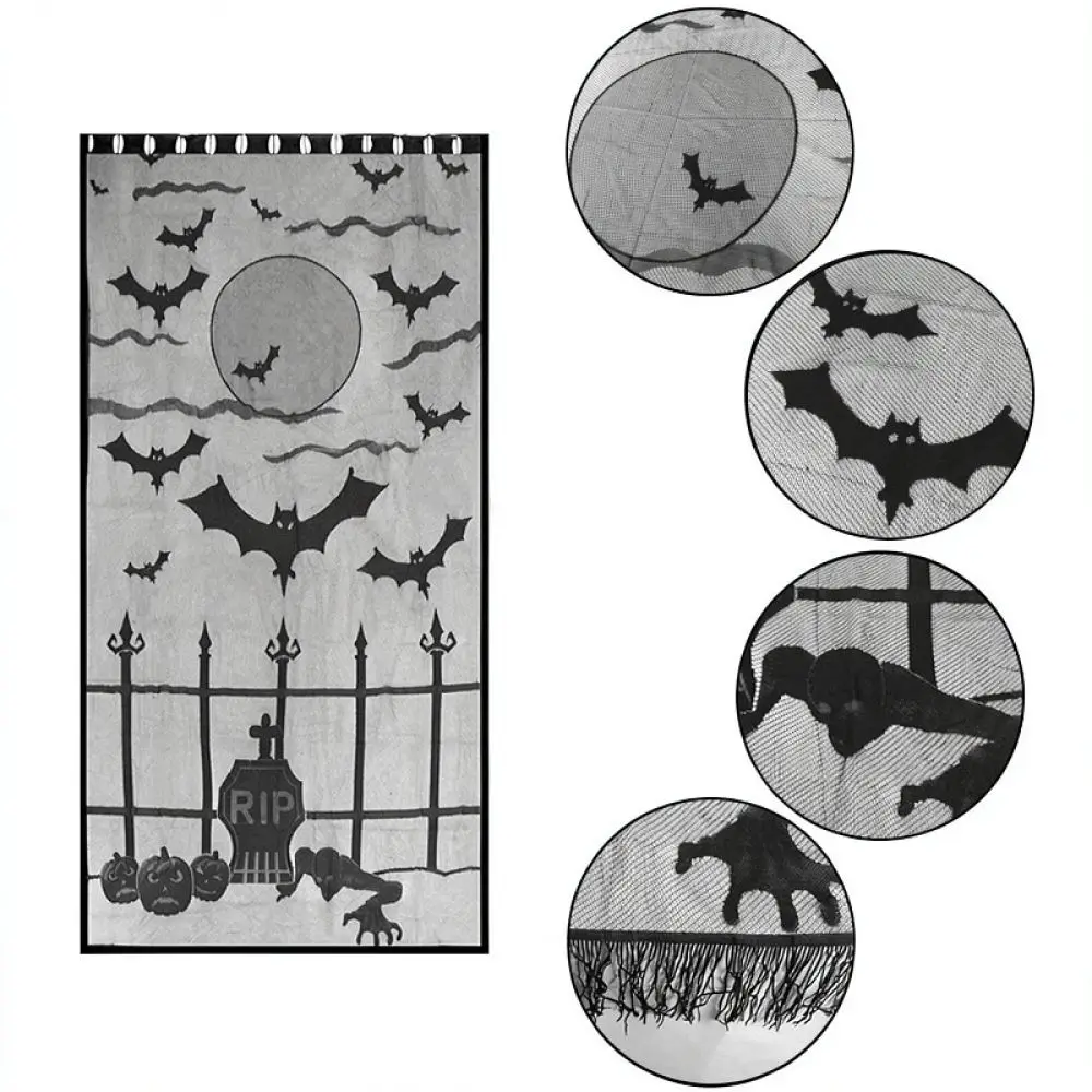 Halloween Decor Kit Spider Web Tablecloth Lace Fireplace Scarf Table Runner Lampshade Festival Party Supplies