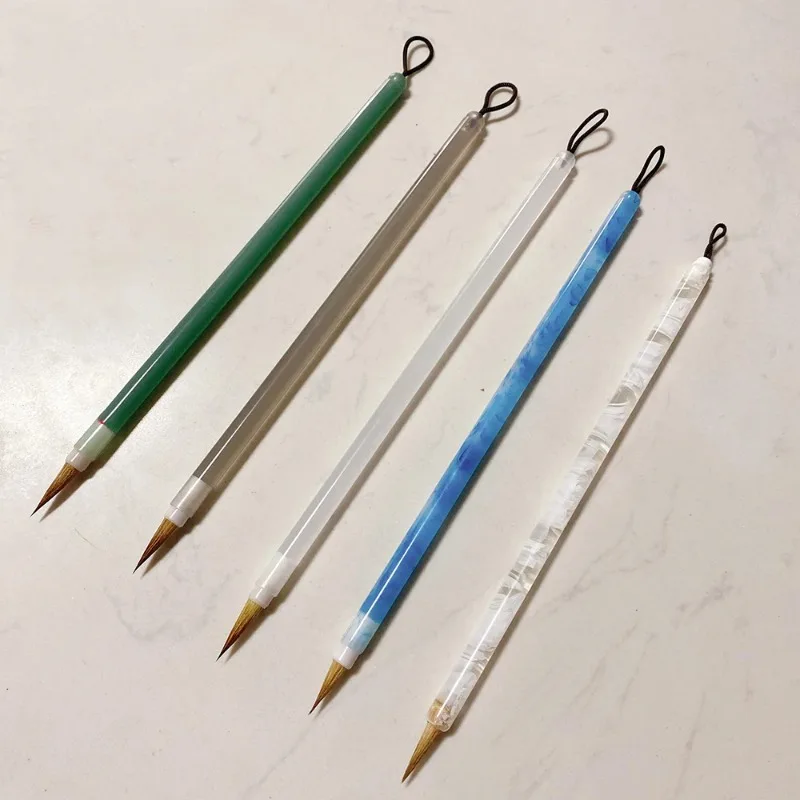 Transparent Calligraphic Brush Wolf Hair Weasel Hair Chinese Writing Brush Soft Pen for Shoujinti Small Regular Script Learning
