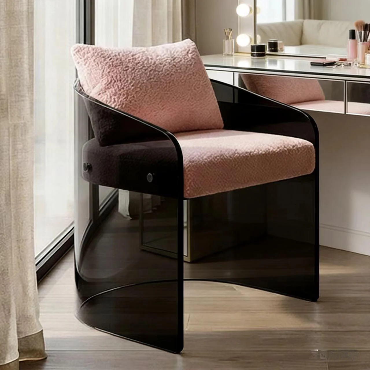 eq-Simple Transparent Acrylic Modern Adjustable Height Chair Living Room Dining Table Bedroom Casual Apartment Hotel Bathroom%
