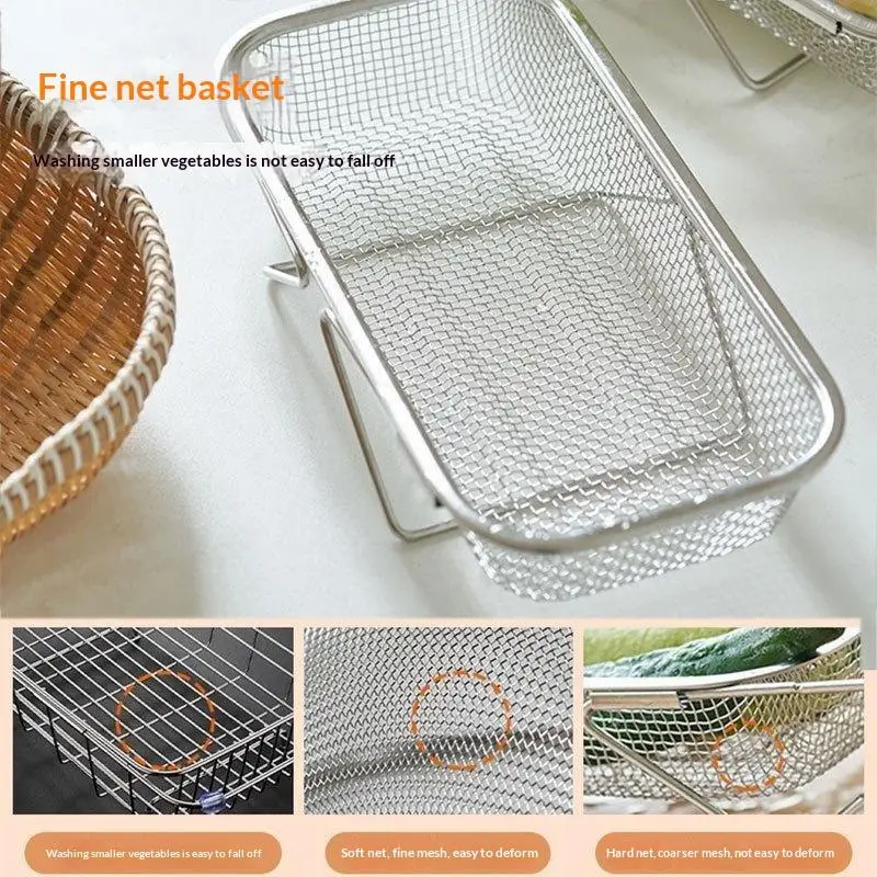 Stainless Steel Expandable Sink Drain Basket Rust Proof Mesh Adjustable Arms For Kitchen Draining Dishes Fruits Vegetables