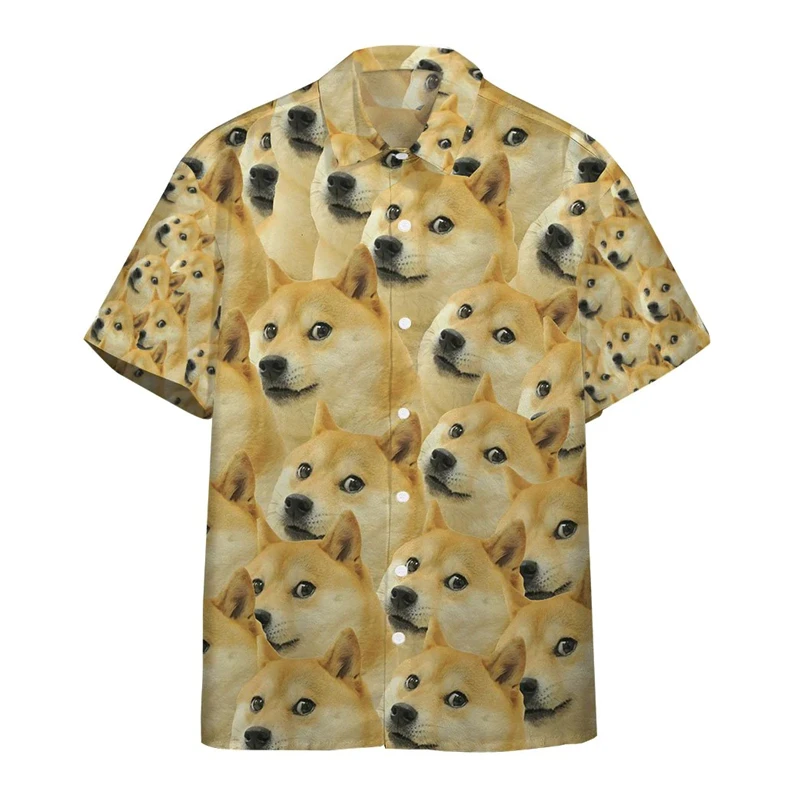 

Funny Doge 3D Printed Shirts For Men Clothes Cute Animal Dog Graphic Blouses Harajuku Fashion Space Lapel Blouse Y2k Button Tops