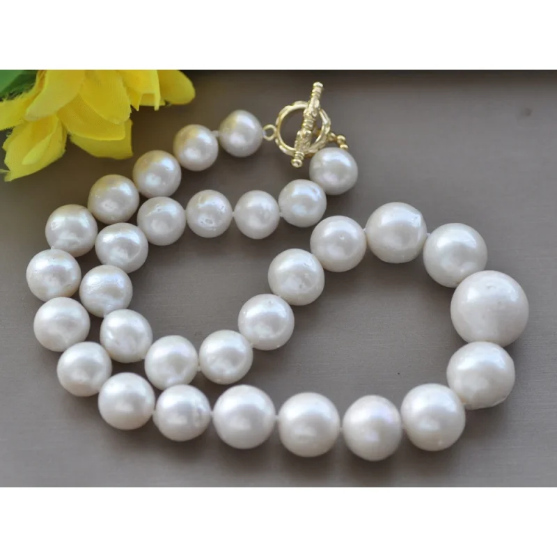 Collier rond blanc Edison keshi, tour de perles, 17 