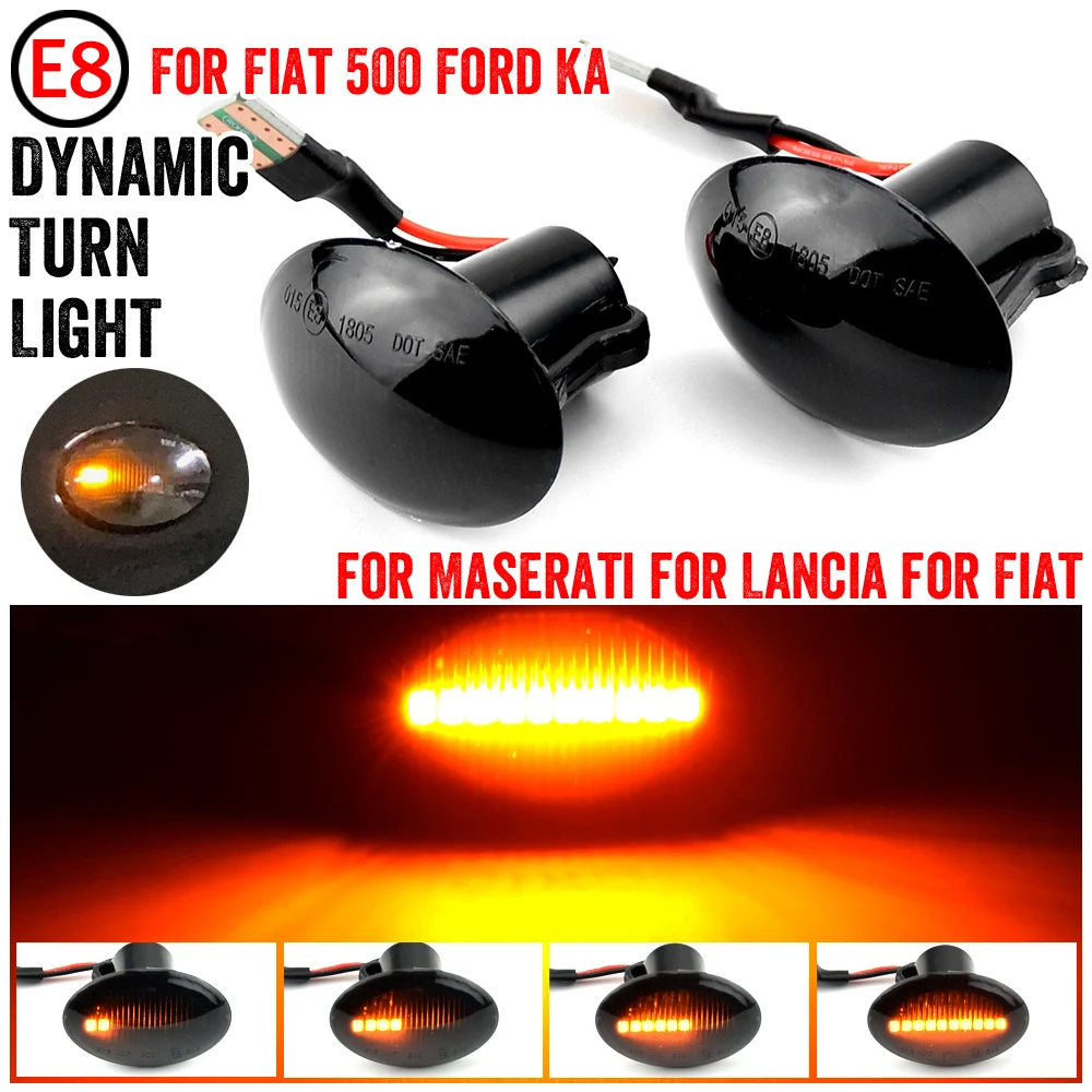 2PCS Side Marker Light FlashingLED Dynamic Turn Signal For FIAT 500 500C 500L  For Abarth 500 595 695