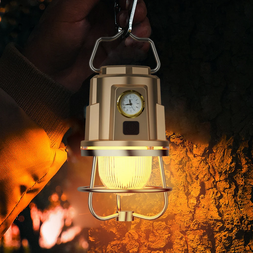 Rechargeable Camping Lantern Perfect for Glamping IPX4 Waterproof Adjustable Brightness 1200mAH Type-C Charger Power Bank