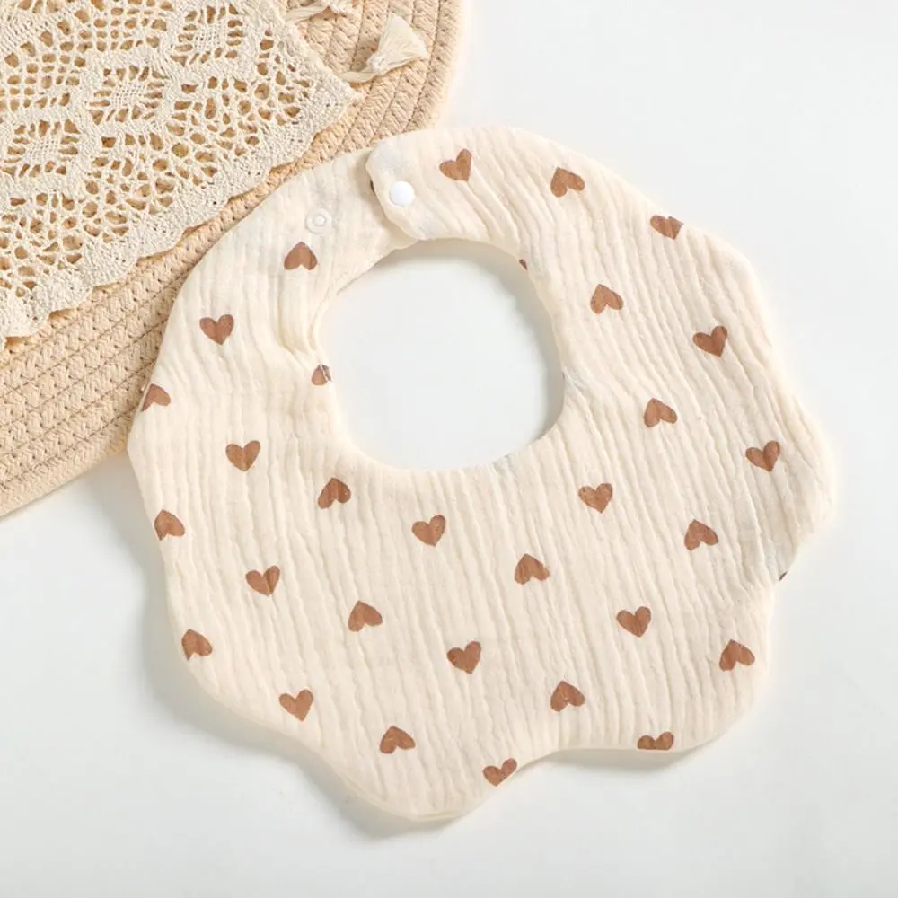 

Sweet Cartoon Anti-vomiting Bibs Cotton Yarn Flower Shape Baby Cotton Bibs Rotatable Round Neck Saliva Towel Feeding Accessories