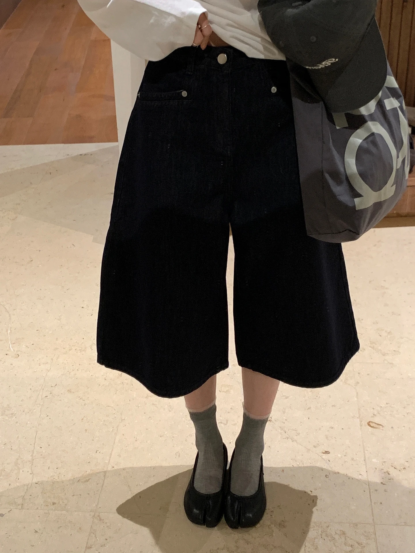 

BRIVIN Korean Sle High Waist Wide Leg Jeans Women's Spring New Loose Fit Slimming Effect Seven-Five Crop Denim Pants