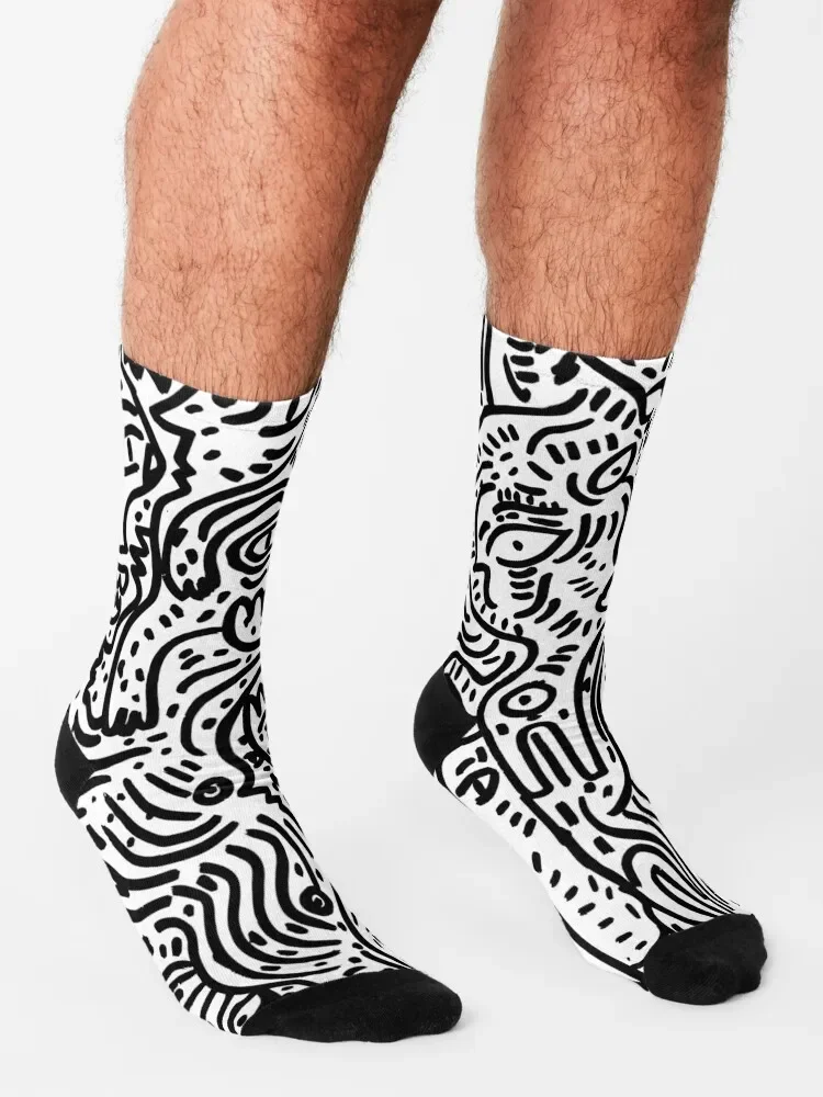 Street Art GraffitiBlack and White People Socks colored sheer luxury compression Girl'S Socks Men's