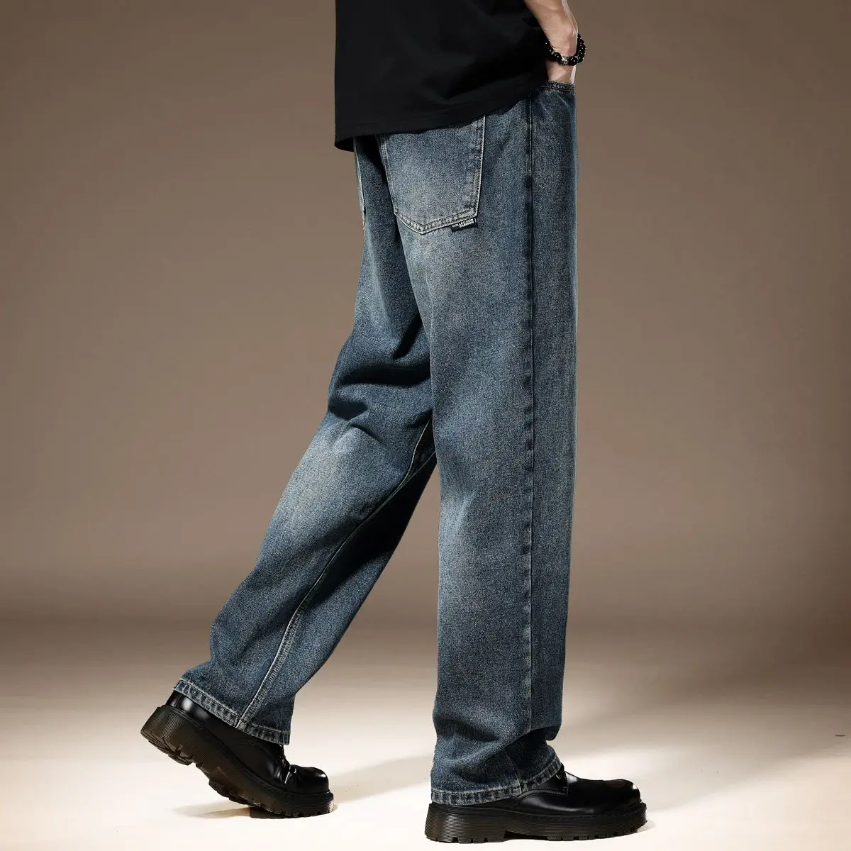 Invisible Open Crotch Outdoor Sex Denim Men's Pants Loose Retro Denim Trousers Hip Hop Big Pocket Workwear Casual cargo clothes