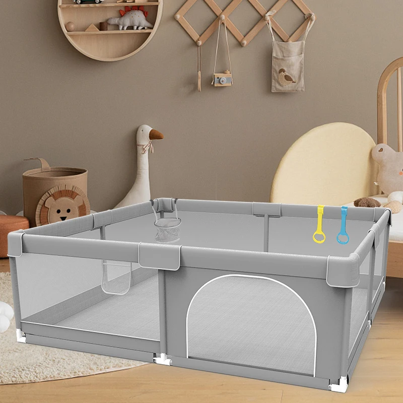 IMBABY Baby Playground 120x160cm Baby Playpen Grey Children's Fence Box with Protective Angle Game Playpen for Children Activity