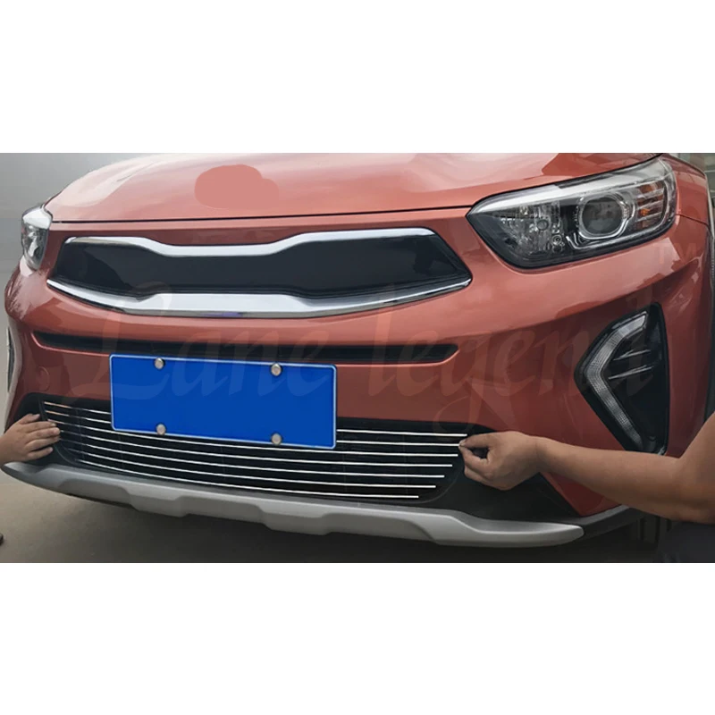 Bild 4: Für KIA Stonic KX1 2019 2020 Racing Grill Front Grill Dekorative Streifen Grill Abdeckung Hochwertige Edelstahl Körper Kit Grills