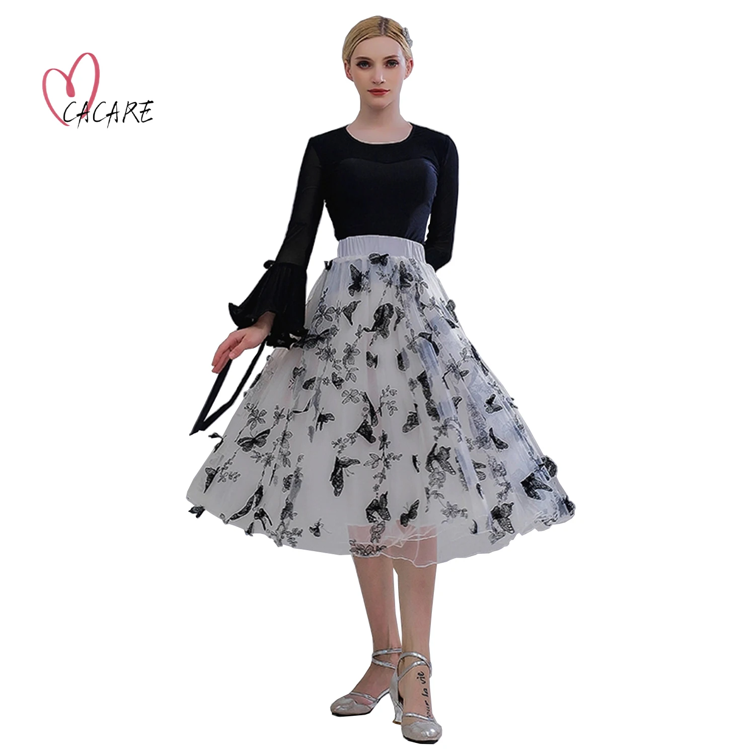 

2024 Ballroom Skirt for Women Sequined Waltz Dance Wear Stage Modern Skirts Clothing for Girls Chic Elegant Party Dresses D1451