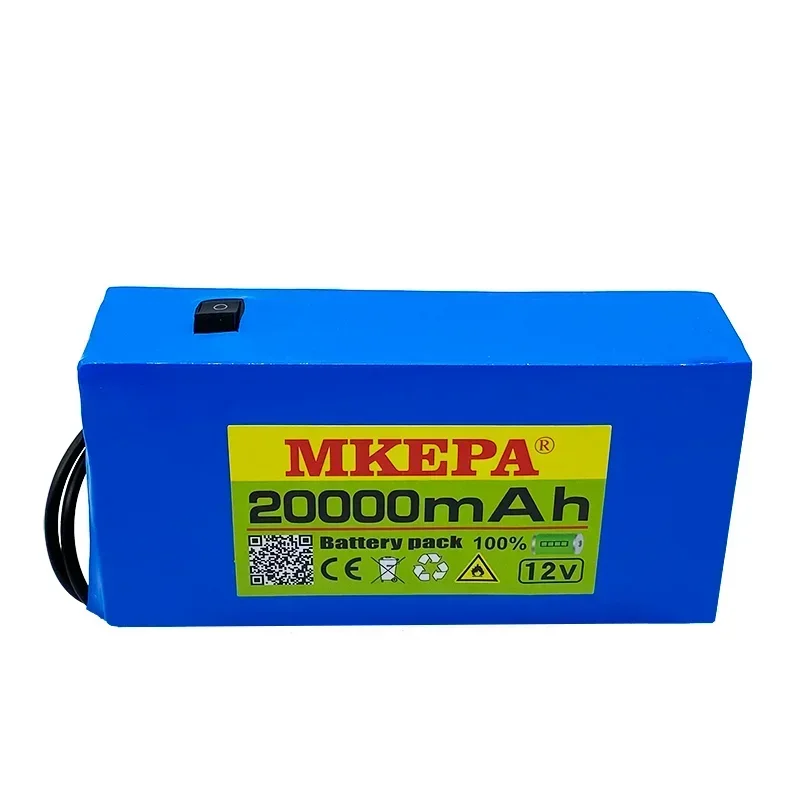 100% แบตเตอรี่20Ah ลิเธียมแพ็ค12V 20000mAh แบบพกพา DC 12.6V พร้อมปลั๊ก EU + ที่ชาร์จ12.6V1A