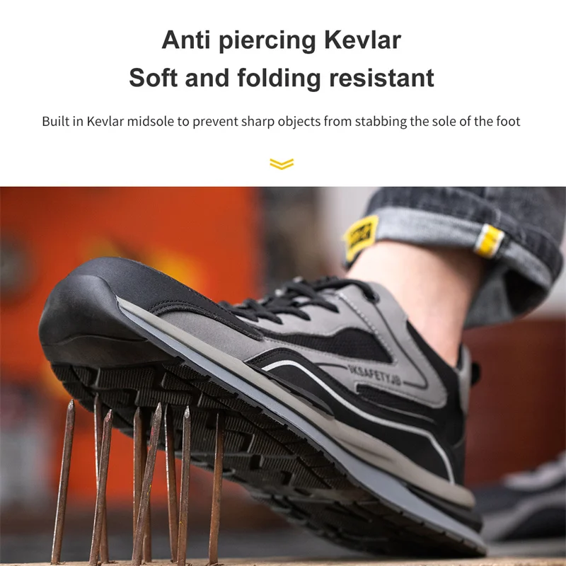 Non-slip Work Safety Boots For Men Steel Toe Cap Protective Shoes Puncture-Proof Work Shoes Sneakers Breathable Safety Shoes