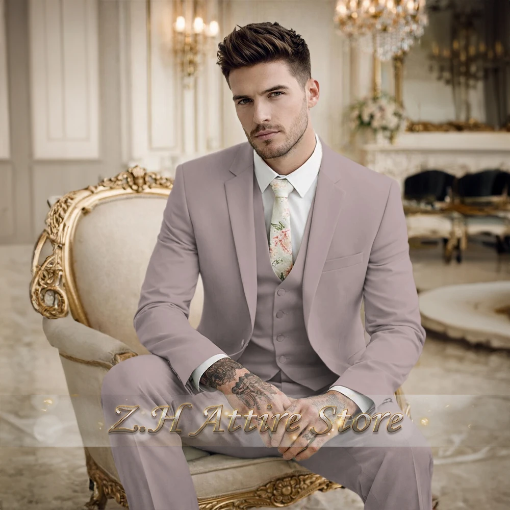 Costume 3 pièces vert sauge pour homme – Veste, gilet et pantalon coupe ajustée – Idéal pour mariage