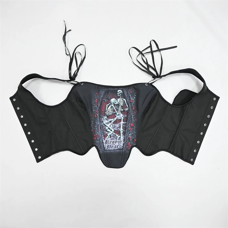 르네상스 여성 타이트 코르셋 뷔스티에 캐미 고딕 보디스 레이스업 본드 쉐이핑 탑 스컬 무대 의상 크롭 베스트 파티용
