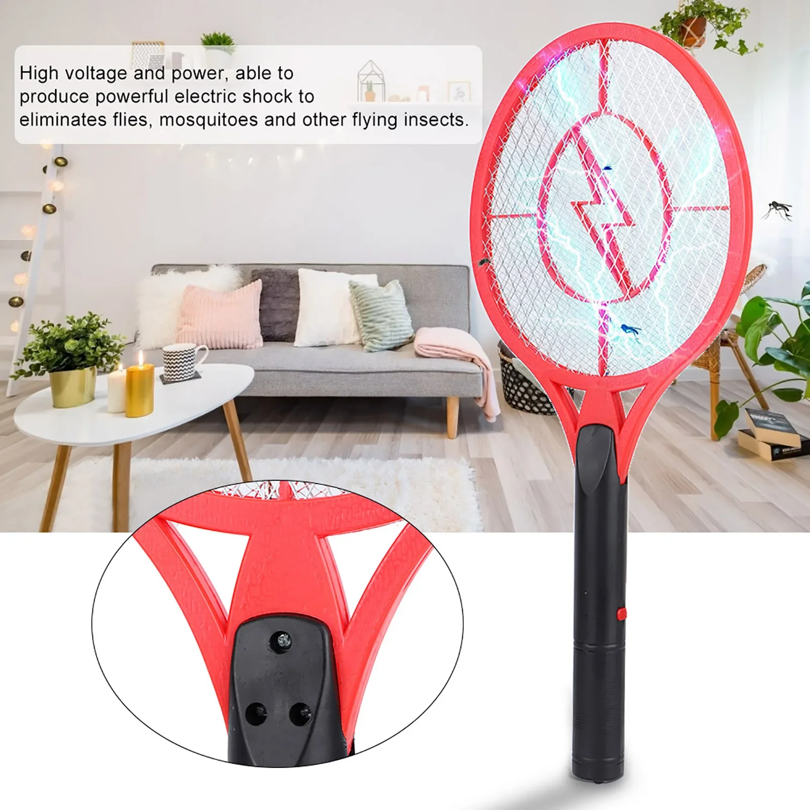 Mosquito Killer Triple Battery Power Scacciamosche Repellente elettrico per parassiti Racchetta per insetti Strumento wireless con manico lungo