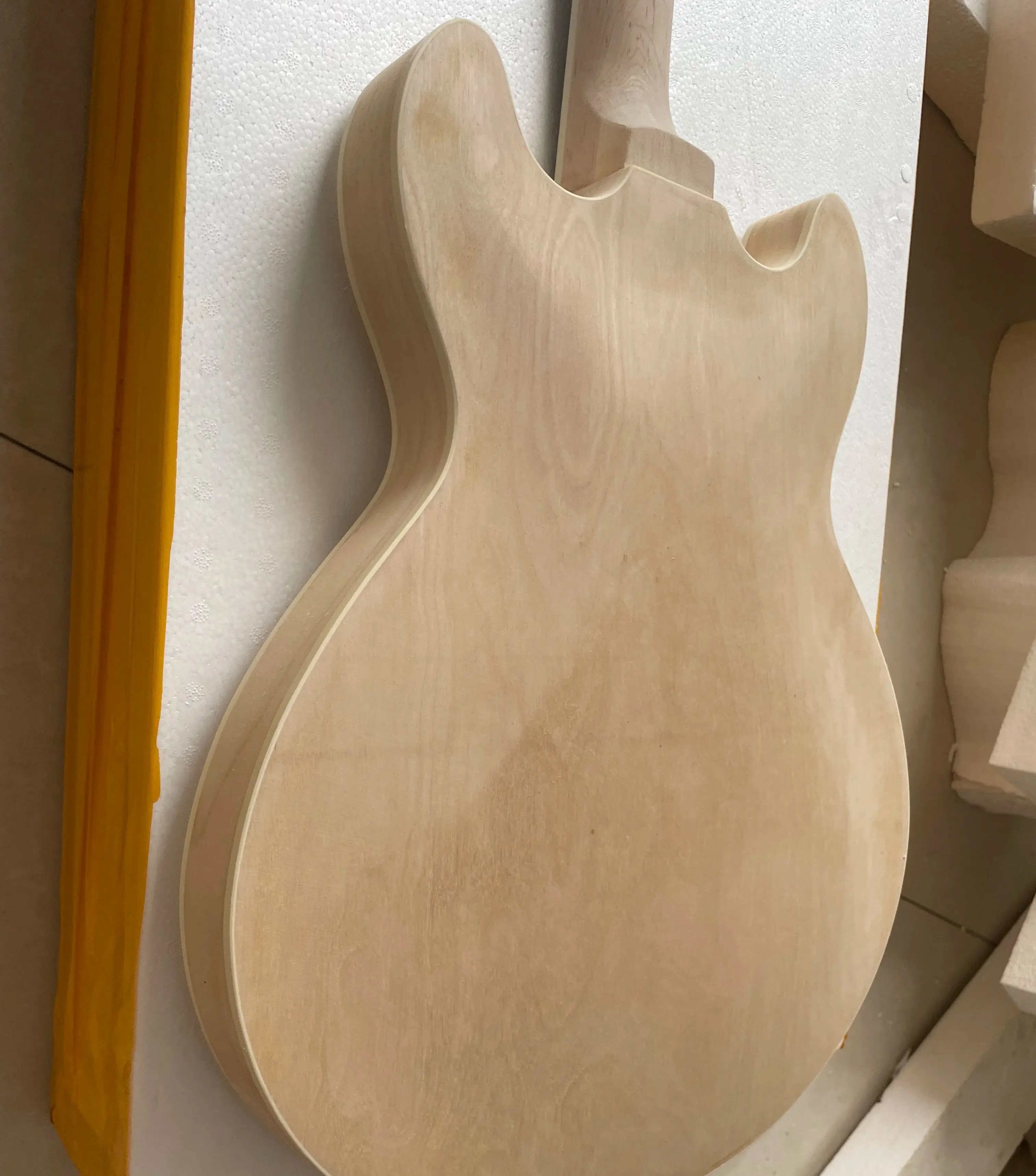 Hollow Body and neck unfinished diy electric kit part plywood body maple veneer maple neck JA ZZA Style F holes HH