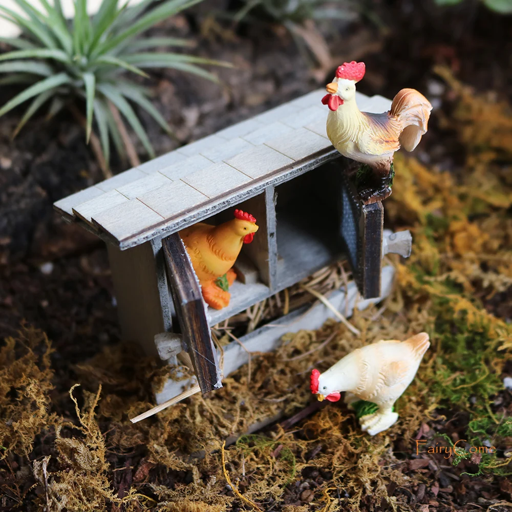 Miniature Farm Animals Figurines Resin Set Animal Figures Chicken Simulation Status Ornament Fairy Garden Dollhouse Accessories