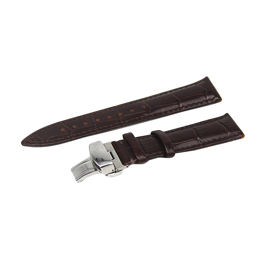

18Mm Watch Band Dark Brown Durable Comfortable Metal Clasp Stylish Watchband Strap Premium Cowhide
