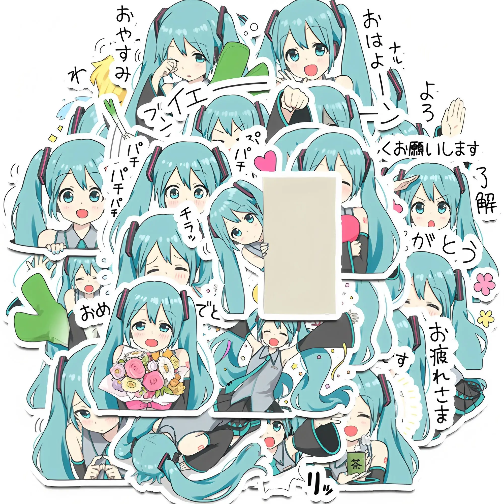 40Pcs/set 2025 Anime Hatsune Miku kawaii expression Figure Waterproof sticker model toys DIY Hand account stickers Gifts