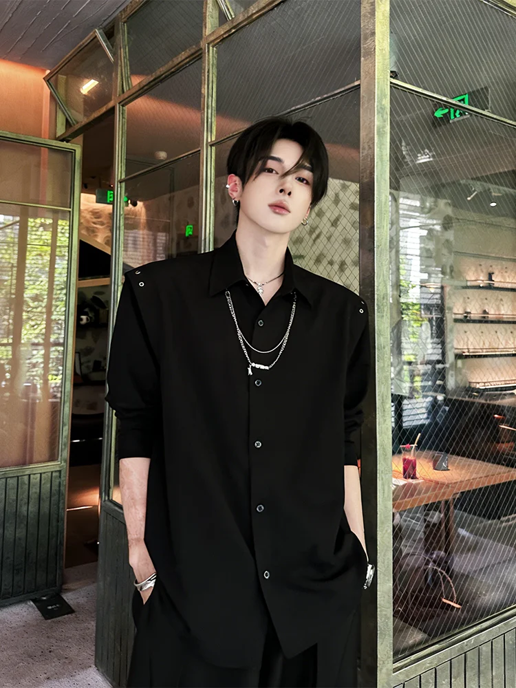 

Men's Long Sve irt Fake Two-Piece CleanFit Lazy Sle Spring Autumn High Sensation oulder Correct Polyester Fiber Casu...