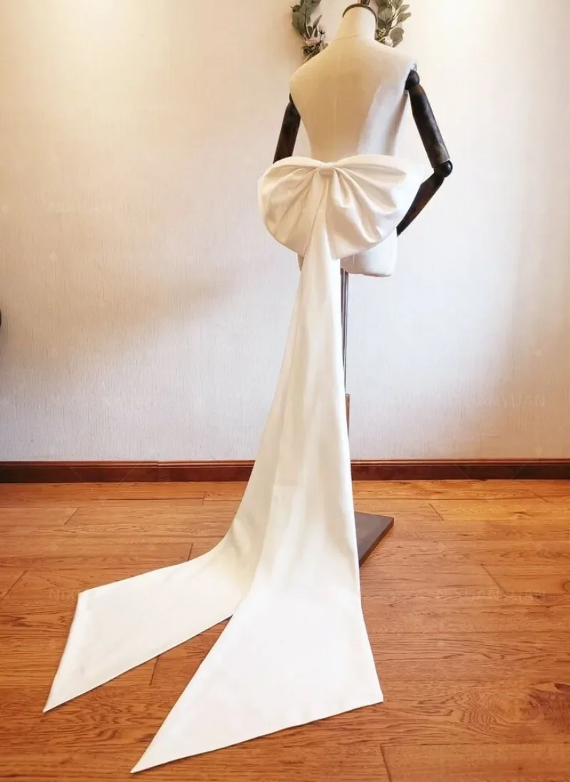 Vestido de novia con lazo de satén grande, vestidos de novia extraíbles, nudos de satén, bricolaje, venta al por mayor