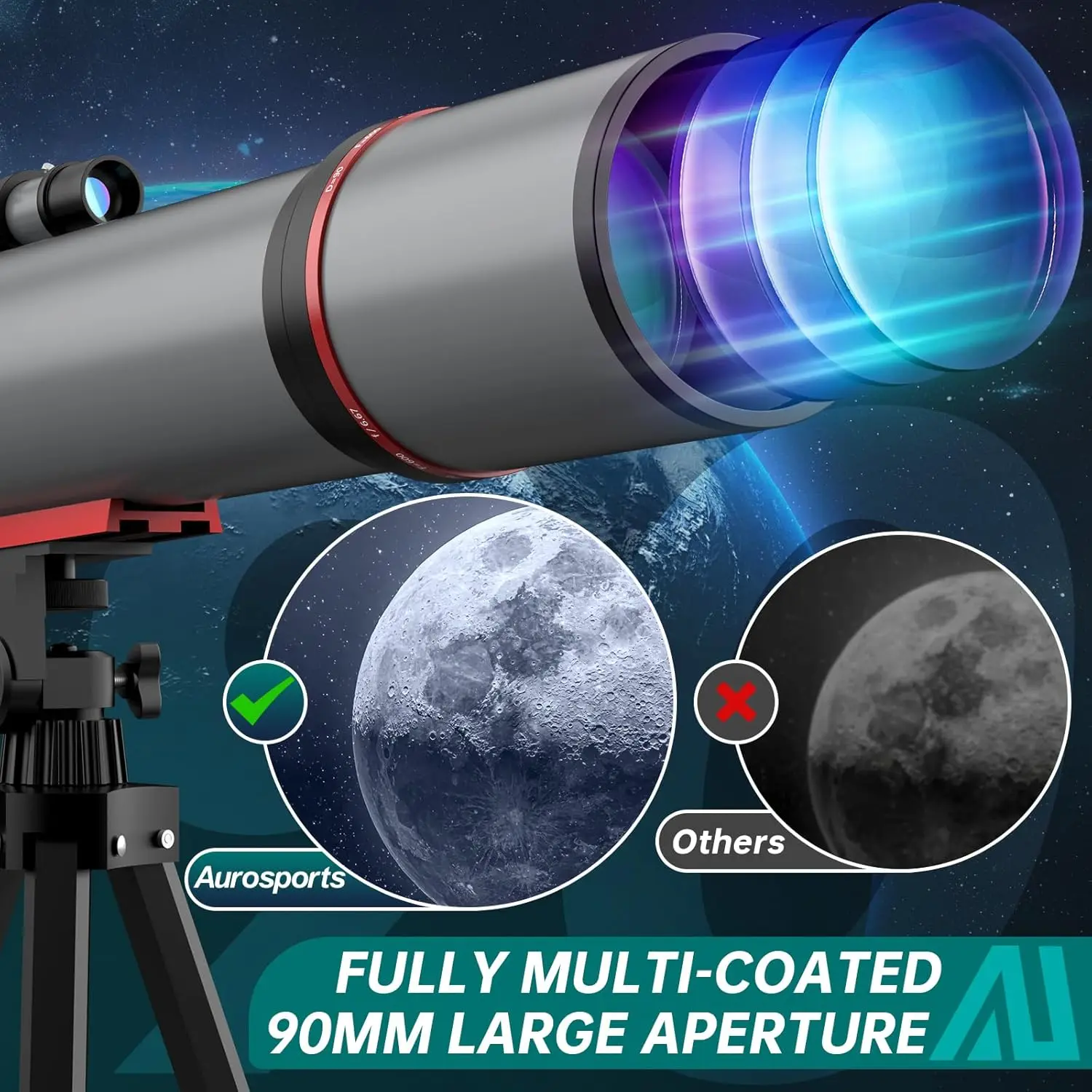 Telescope for Adults High Powered Refractor Telescope Portable Travel Telescope with Phone Adapter Tripod Wireless Remote