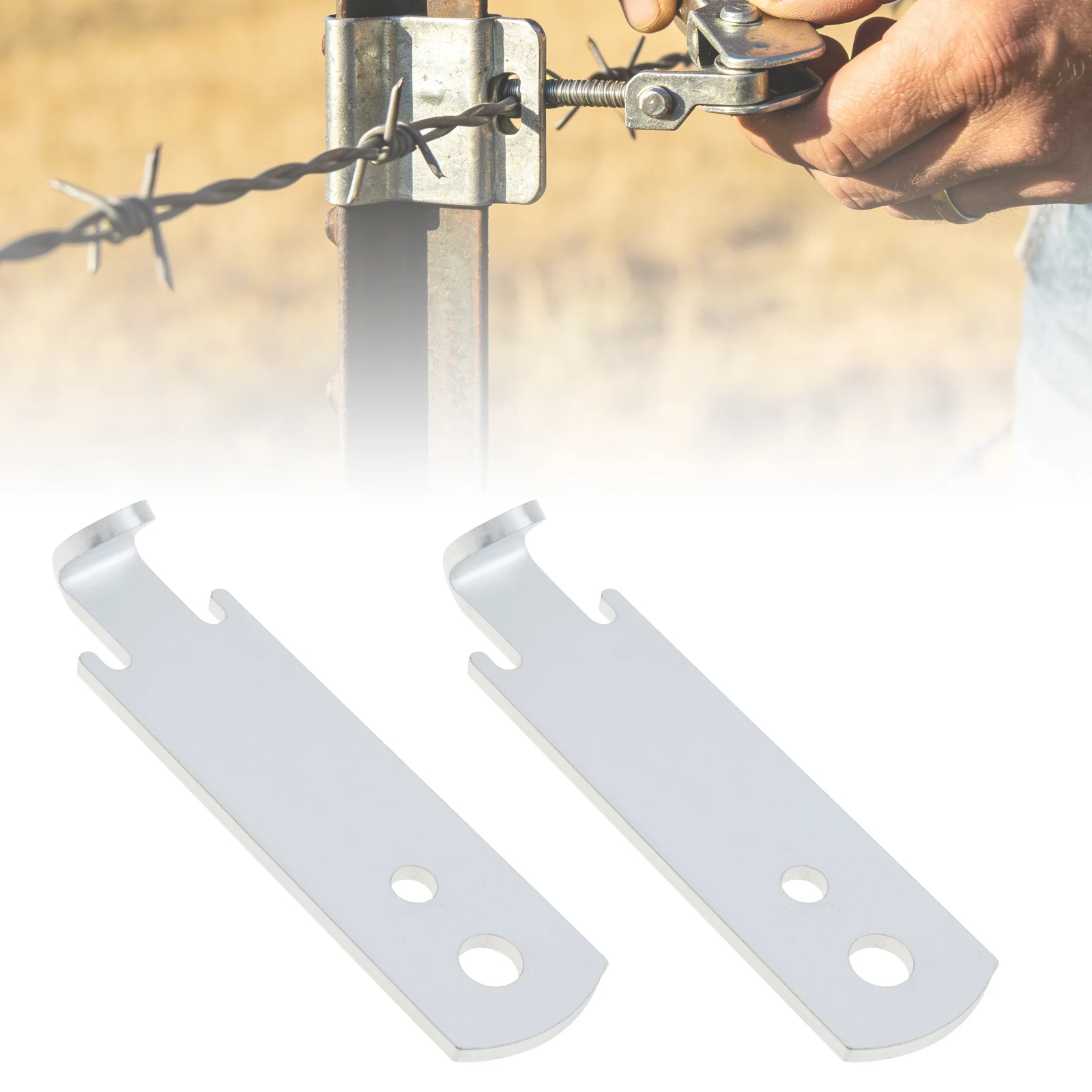 2 pcs 2 Holes Galvanized Stainless Steel Wire Twisters for Fence Post Clips,3.3 inch Barb Wire Twisting Tool