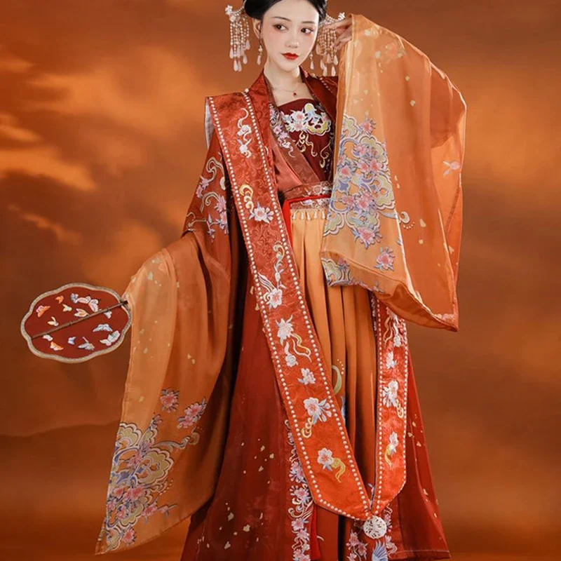 

Китайский традиционный костюм ханьфу, женское платье древней феи, женская элегантность, одежда для косплея династии Хань, красные халаты на сцене, сделанные Мин