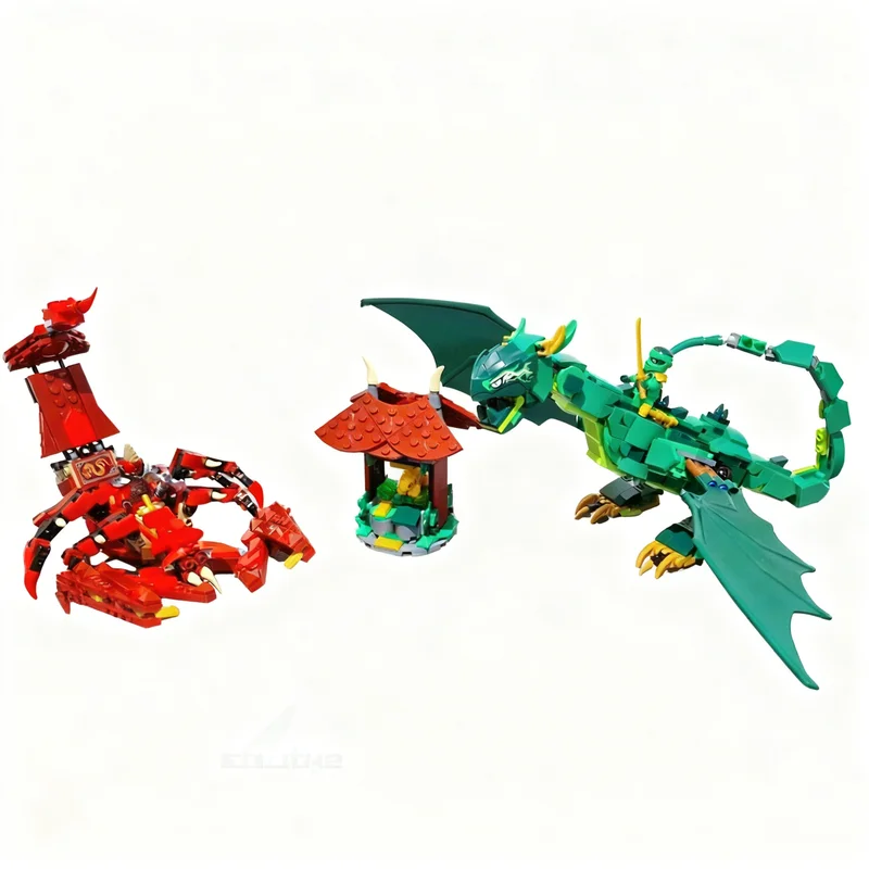 746pcs MOC Duel The Cursed Forest Dragon Vs Crimson Ninjago Model Building Blocks Architecture Toy Christmas Gifts Education