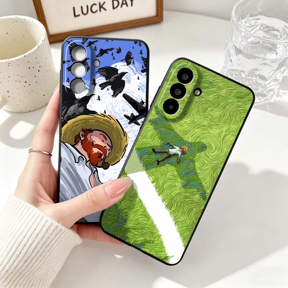 Van-Gogh Oil Painting Art Phone Case For Samsung Note 20 10 A73 A72 A71 A56 A55 A54 A53 A52 A51 A42 A41 A36 A35 A34 Black