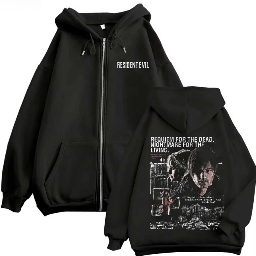 Resident Evil Game Hoodie mit Reißverschluss, Retro-Street-Style, modischer Sport-Hoodie mit Printmuster, für den Alltag und Streetwear – Detail 3