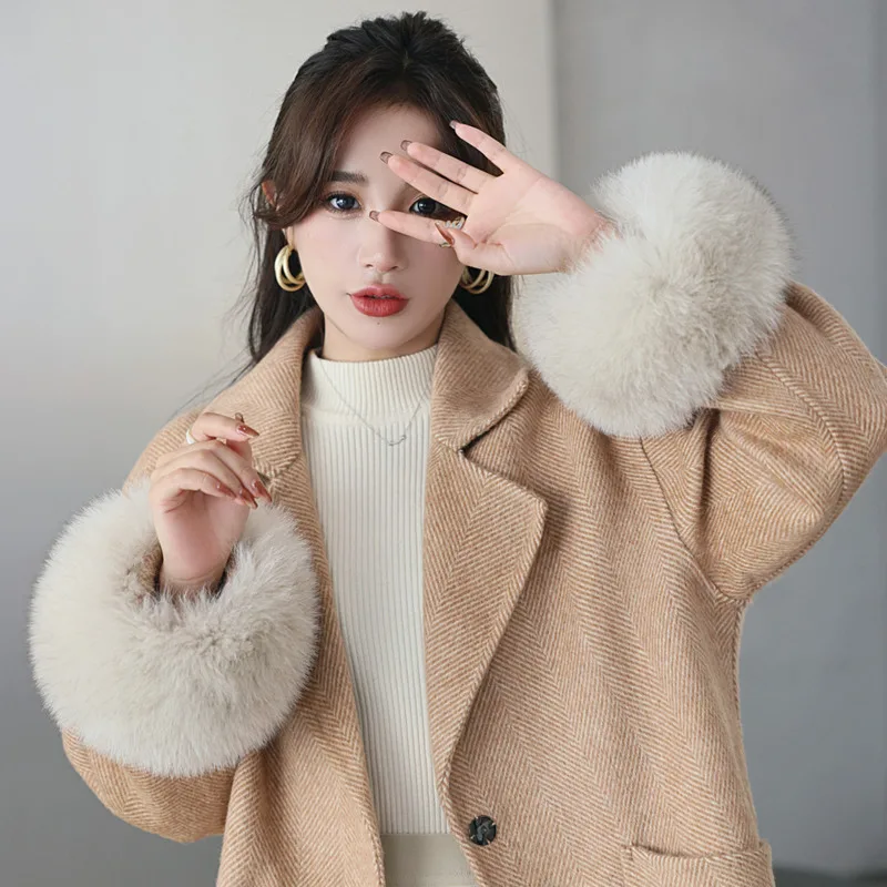 Real Fox Fur Cuffs Furry Wrist Cuff Fur Sleeves Keep Warm Fluffy Fur Wrist Cuffs For Women Coat LadiesOversleeve Hand Ring