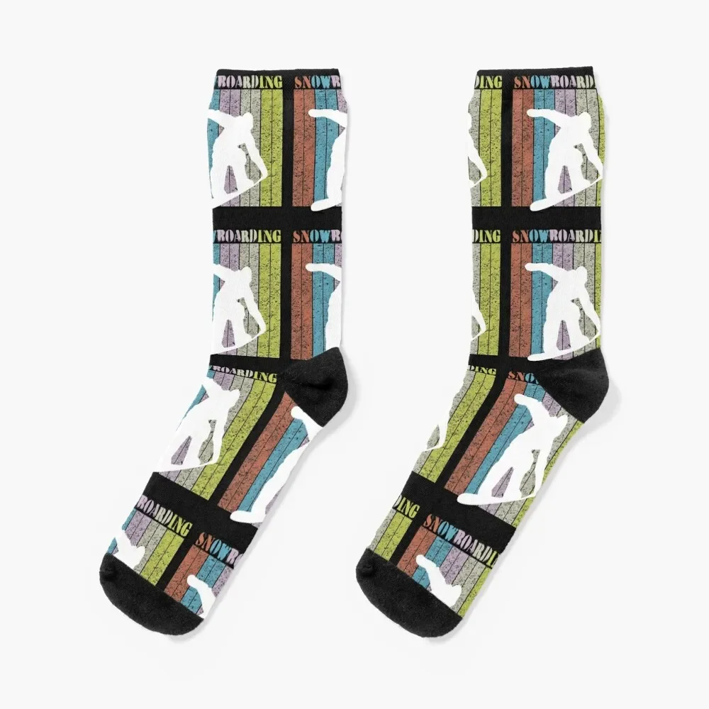 

Snowboard Retro Vintage Snowboarder Gift Socks moving stockings custom sports cute Boy Child Socks Women's