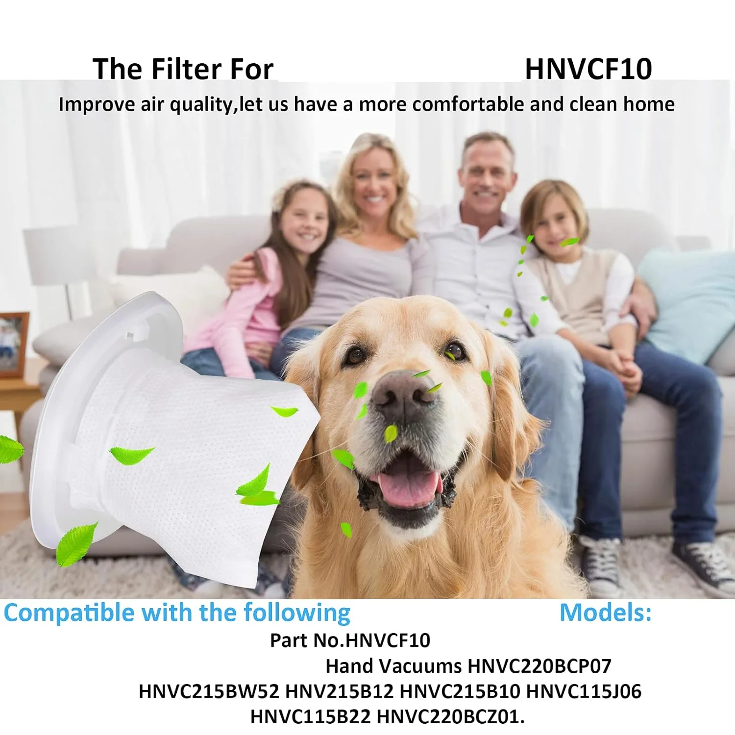 6 Pack HNVCF10 Replacement Filters, Compatible with Black and Decker Dustbuster Hand Vacuums HNVC215B10, HNV215B12, HNVC215BW52,