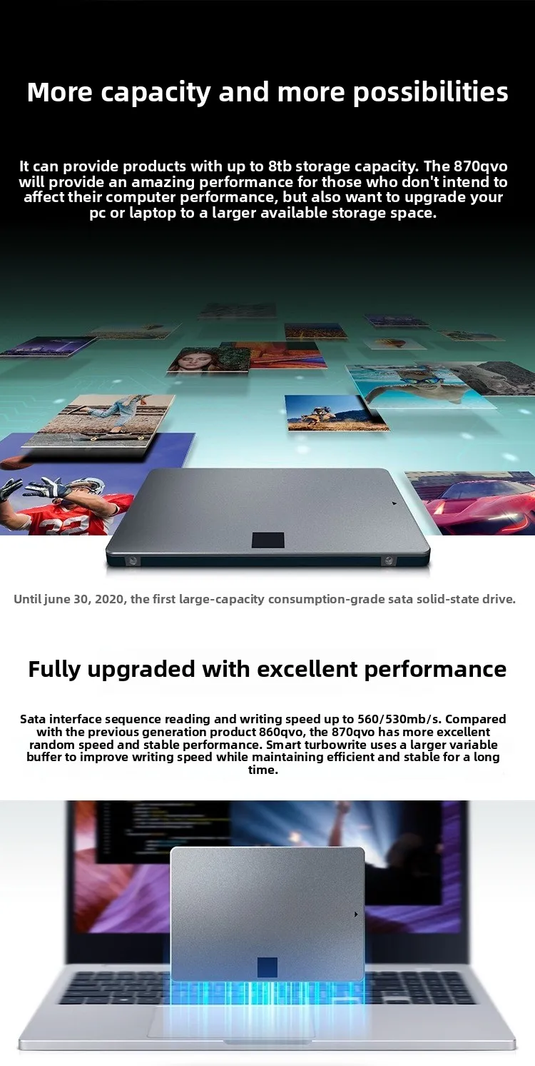 Interface SATA3 SSD QVO 1T 2T 4T 8T 2,5 pouces