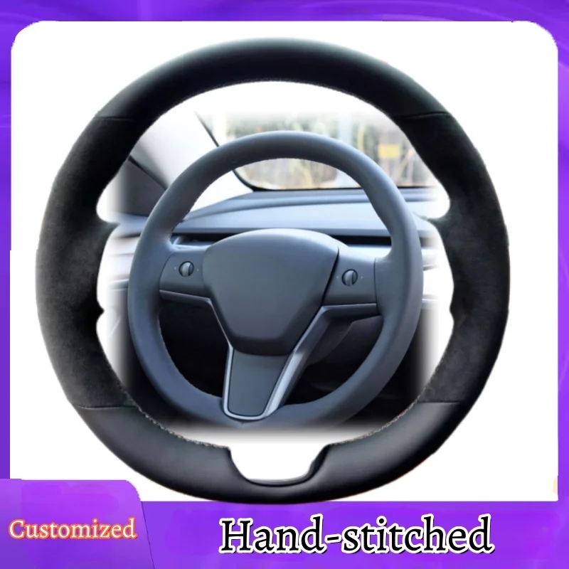 

Custom Hand-stitched Suede Leather Anti-slip Steering Wheel Cover For Kia Rio 2017 2018 2019 Rio5 2019 K2 2016 Picanto Morning