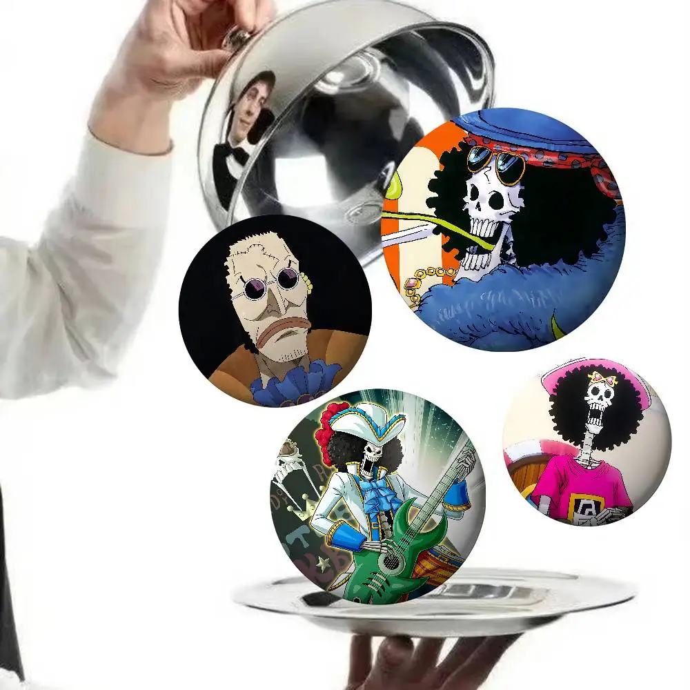 One Piece Brook Badges Round Brooch Cute Cartoon Idol Cosplay Badges DIY Backpack Clothing Jewelry Pins