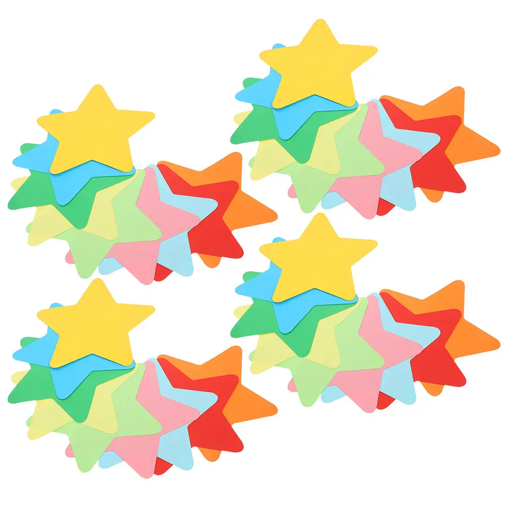 180Pcs Adorable Cartoon Star Paper Cutouts Creative DIY Wall Decors Bright Color Craft Supplies for Home Office School
