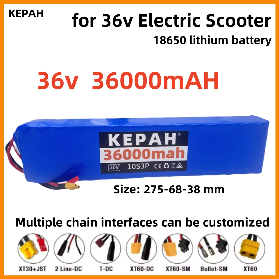 42V 36000mAh 18650 Rechargeable Lithium Battery Pack  1000W Power Modified Bicycle Scooter Electric Vehicle with BMS