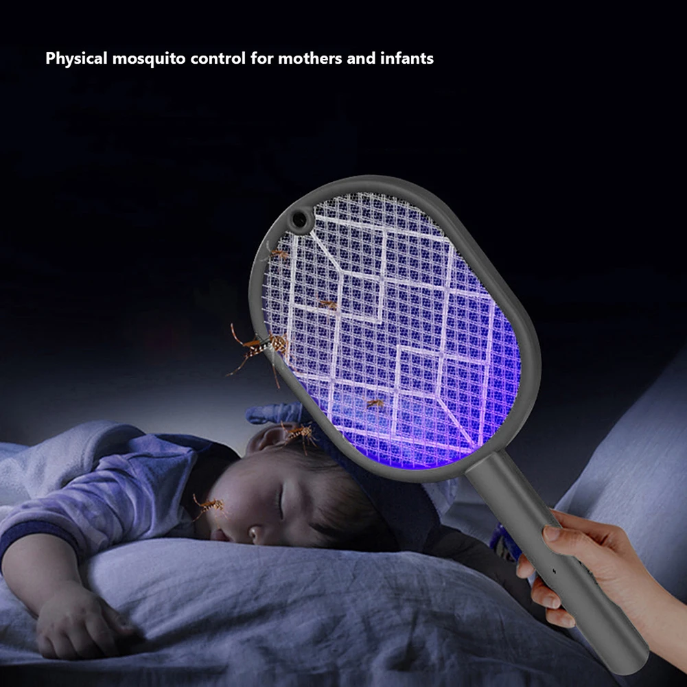 Electric Mosquito Killer 2-in-1 Fly Swatter Trap Electric Mosquito Swatter USB Rechargeable Mosquito Racket Fly Zapper For Home