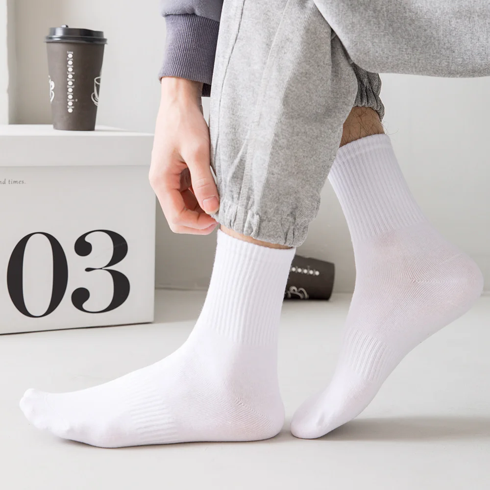 Hommes chaussettes coton respirant longue affaires Harajuku chaussettes solide Gentleman Sox Sokken Sports de plein air 5 paires/lot chaussettes